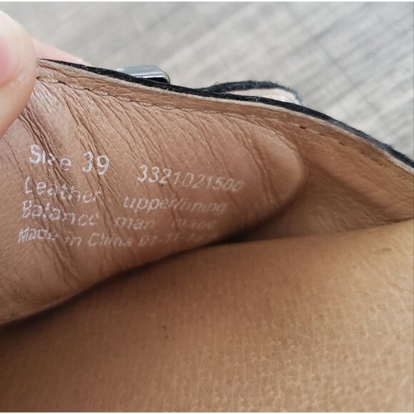 Dansko Anna Burnished Calf Leather Ankle Strap Sandals Block Heel Black Sz 8.5-9 - Picture 10 of 12